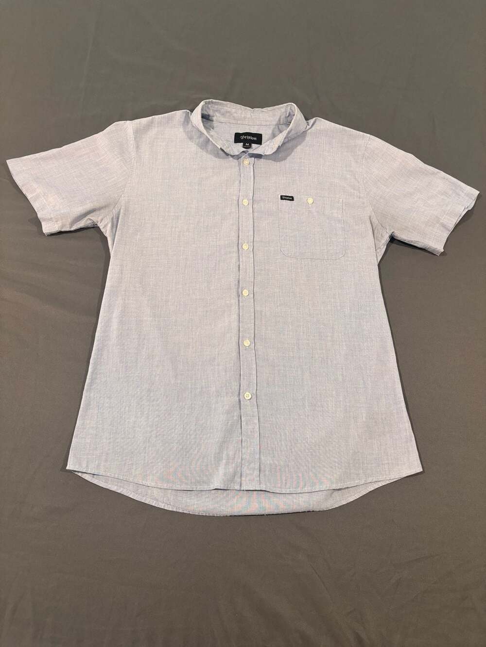 Brixton Men's M, Light Blue Short Sleeve Button Down Shirt